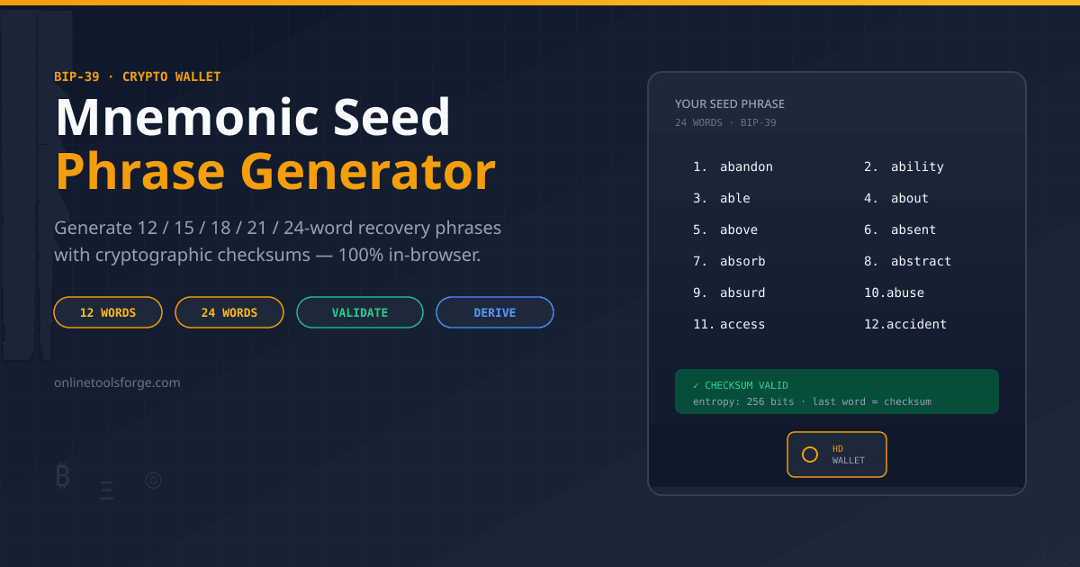 BIP39 Mnemonic Generator - Seed Phrase Generator Online